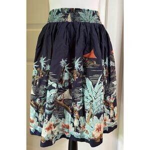 Tommy Hilfiger Skirt Womens Small Hawaiian Beach Floral Pockets Navy Smocked Fun